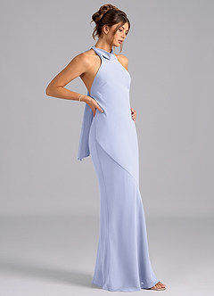 Azazie Velli Brautjungfernkleider Meerjungfrau-Linie Schleifen Chiffon Kleid Lavendel image4