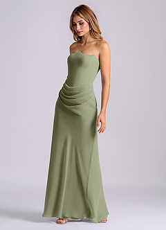 Azazie Debby Bridesmaid Dresses Pistachio Mermaid Strapless Chiffon Dress image3