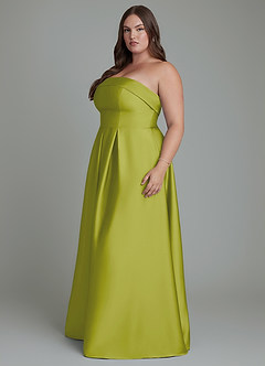 Azazie Lucienne Bridesmaid Dresses Lemongrass A-Line Strapless Stretch Satin Convertible Dress image11