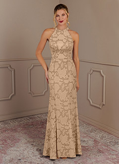 Azazie Tyra Mother of the Bride Dresses Champagne Mermaid Floral Burnout Dress image1