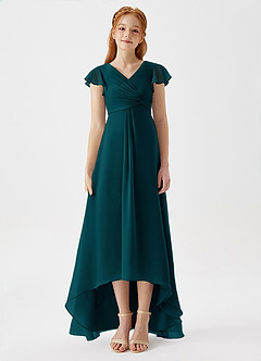 Azazie Breanne Junior Pine A-Line Chiffon Dress image6