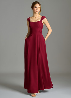 Azazie Oasis Bridesmaid Dresses Burgundy A-Line with Pockets Chiffon Dress image6