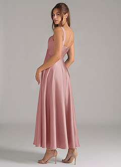 Azazie Shaude Bridesmaid Dresses Dusty Rose A-Line Pleated Stretch Satin Dress image7