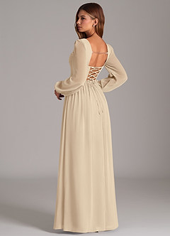 Azazie Maree Robes de demoiselle d'honneur Robe Trapèze en Mousseline de soie Corset Champagne image2