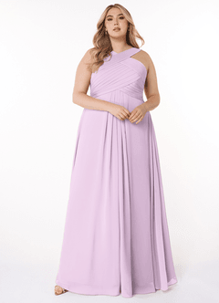 Azazie Kaleigh Robes de demoiselle d'honneur Robe Trapèze en Mousseline de soie Plissée Frostiges Flieder image7