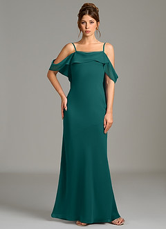 Azazie Kinu Bridesmaid Dresses Peacock Mermaid Corset Chiffon Dress image3