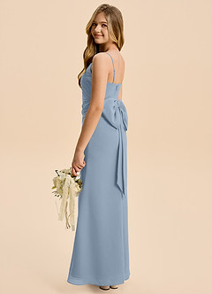 Azazie Amelia Junior Dusty Blue Mermaid Pleated Chiffon Dress image6