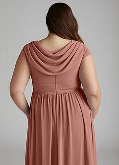 Azazie Organa Abiti da Damigella Abito A-Line in Chiffon Plissettato Cedro Rosa image12