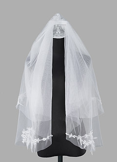 front Rose Lace Elbow Length Veil With Blusher