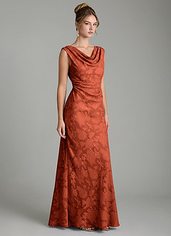 Azazie Kieryn Bridesmaid Dresses Auburn Mermaid Pleated Floral Burnout Dress image4