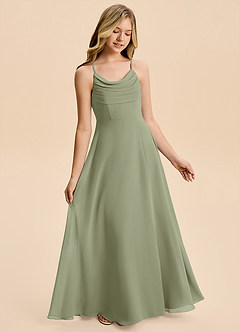 Azazie Gia Junior Pistachio A-Line Pleated Chiffon Dress image4