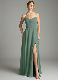 Azazie Ayla Abiti da Damigella Abito A-Line in Chiffon Scollo a Cuore Eucalipto image5