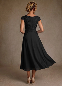 Azazie Crista Klänningar till brudens mor Klä A-Line i Chiffong Spets Svart image2