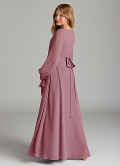 Azazie Leonia Junior Vintage Mauve A-Line with Pockets Chiffon Dress image2