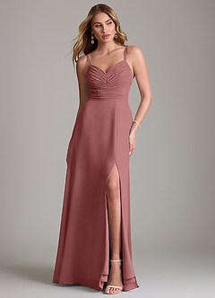 Azazie Terese Vestidos de damas de honor Vestido de Amatista de Gasa de Corte en A con Plisado image1