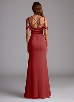 Azazie Callan Robes de demoiselle d'honneur Robe Sirène Convertible en Mousseline de soie Plissée Rouille image2