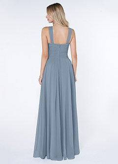 Azazie Kaleigh Bridesmaid Dresses Dusty Blue A-Line Pleated Chiffon Dress image2
