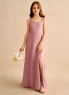 Azazie Makani Girls Formal Flower Girl Dresses Dusty Rose A-Line Sweetheart Neckline Chiffon Dress image3