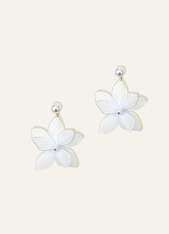 front Boucles d'oreilles pendantes en maille à motif floral et perles