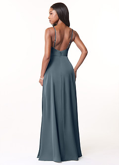 Azazie Brielle Bridesmaid Dresses Twilight A-Line Cowl Spaghetti Straps Stretch Satin Dress image2