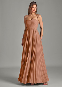 Azazie Chiana Robes de demoiselle d'honneur Robe Trapèze en Mousseline de soie Sans bretelles Bronze image3