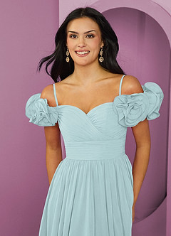 Barbie ♥ Azazie Bridesmaid Dresses Mist A-Line Off the Shoulder Chiffon Convertible Dress image18