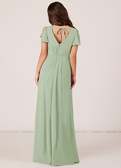 Azazie Peony Junior Dusty Sage A-Line Pleated Chiffon Dress image2