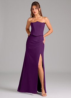 Azazie Jenine Bridesmaid Dresses Grape Mermaid Strapless Chiffon Dress image1