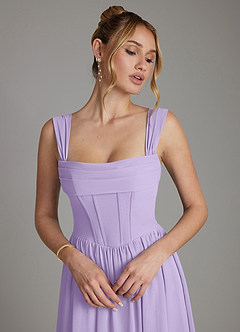 Azazie Caterina Bridesmaid Dresses Lilac A-Line Corset Chiffon Dress image3
