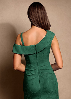 Azazie Hamptons Venta Final Vestido de Verde Oscuro de Devorado Floral de Corte en A con Plisado image7