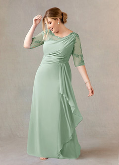 Azazie Dionysus Mother of the Bride Dresses Agave A-Line Boatneck Lace Chiffon Dress image8