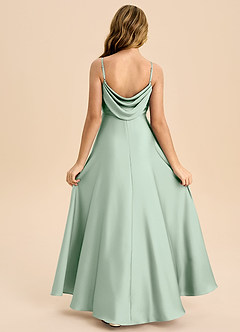 Azazie Bug Junior A-Line Plisseret Stræk satin Gulv-længde Junior brudepige Kjole image1