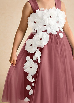 Azazie Dovey Abiti da Ragazza di Fiori Abito Principessa in Tulle Fiocco Ametista image7