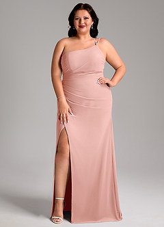 Azazie Eren Bridesmaid Dresses Rosette Sheath One Shoulder Chiffon Dress image8