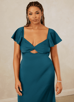 Christian Siriano Bridal for Azazie 1005 Bridesmaid Dresses Ink Blue Sheath Sweetheart Neckline Stretch Satin Dress image14
