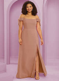 Barbie ♥ Azazie Bridesmaid Dresses Champagne Rose A-Line Off the Shoulder Chiffon Convertible Dress image7