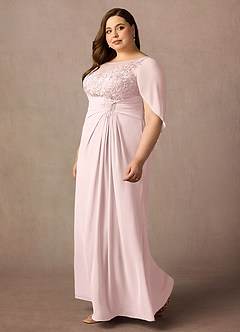 Azazie Hera Mother of the Bride Dresses Blushing Pink A-Line Lace Capelet Chiffon Dress image8