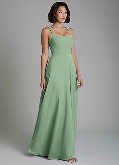Azazie Azaria Bridesmaid Dresses Matcha A-Line Corset Chiffon Dress image4