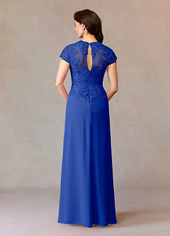 Azazie Junie Mother of the Bride Dresses Royal Blue A-Line Lace Chiffon Dress image2