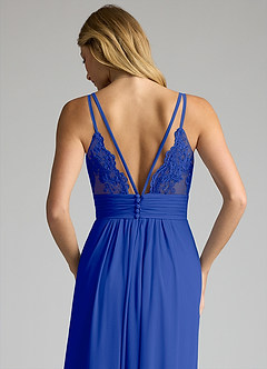Azazie Maren Allure Bridesmaid Dresses Royal Blue A-Line V-Neck Lace Chiffon Dress image2
