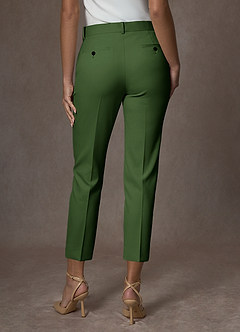 front Whitney Olive Structured Stretch Cropped Dress Pants