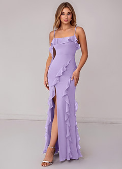 Azazie Malia Bridesmaid Dresses Lilac Sheath Ruched Chiffon Dress image4