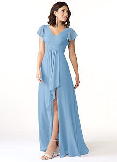 Azazie Omari Suknie dla druhen Linia A Szyfon Do ziemi Sukienka image4