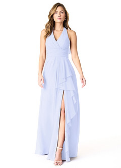 Azazie Aviv Brautjungfernkleider A-Linie Plissee Chiffon Kleid Lavendel image1