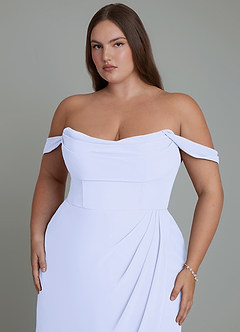 Azazie Johana Brautjungfernkleider Wandelbar Meerjungfrau-Linie Schulterfrei Chiffon Kleid Lavendel image11