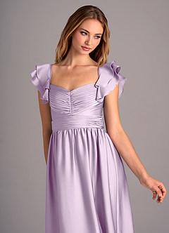 Azazie Anaya Bridesmaid Dresses Frosted Lilac A-Line Sweetheart Neckline Stretch Satin Convertible Dress image6