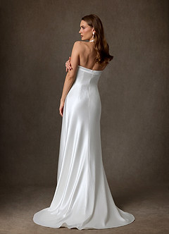 Azazie Marielle Wedding Dresses Diamond White A-Line Charmeuse Dress image3