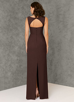 Azazie Flori Bridesmaid Dresses Ganache Sheath Square Neckline Chiffon Dress image2