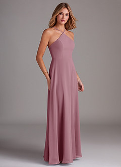 Azazie Bailey Abiti da Damigella Abito A-Line in Chiffon con Scollo Halter e Spacco Laterale Vintage Malva image6