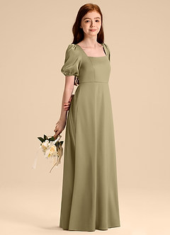 Azazie Briar Junior Klä av A-Line i Stretch Satin Rosett image4